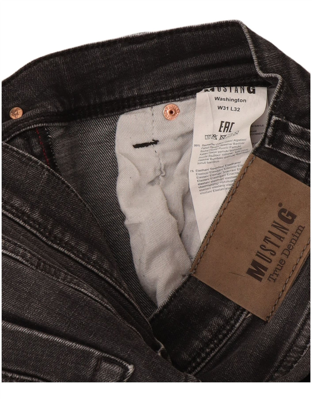 Mustang masculino Washington Straight Jeans W31 L32 algodão cinza