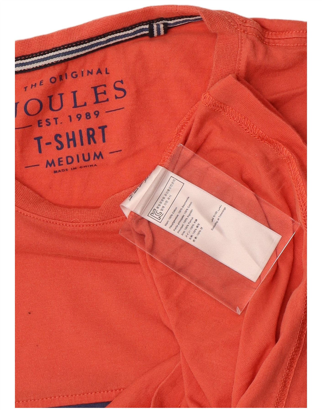 Camiseta masculina Joules Top médio laranja colorblock algodão
