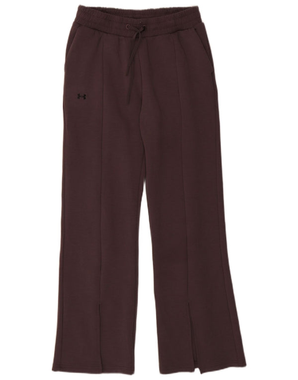Calça de treino feminina Under Armour com perna larga UK 10 poliéster marrom pequeno