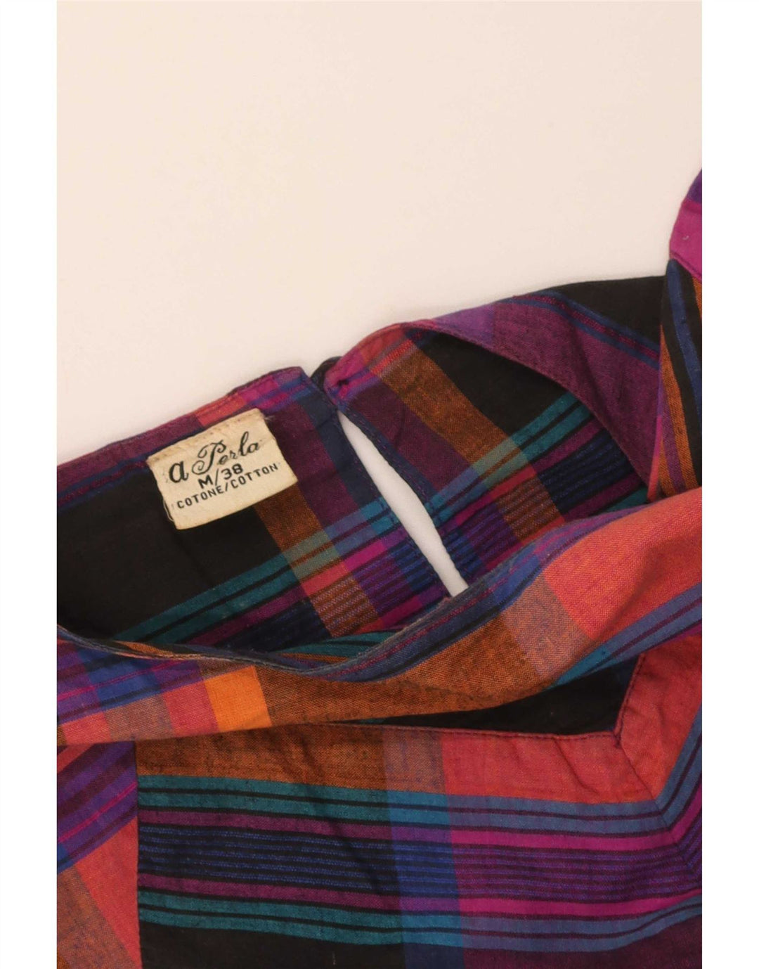 Vestido feminino vintage grande para barraca EU 38 médio algodão xadrez multicolorido