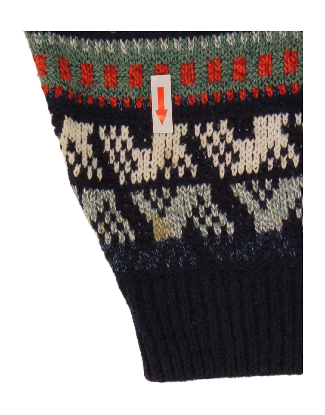 Suéter masculino Marks & Spencer com gola redonda grande azul marinho Fair Isle