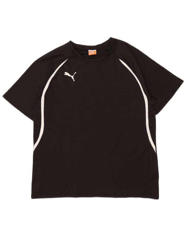 Puma Mens Graphic T-Shirt Top Médio Preto Listrado Poliéster