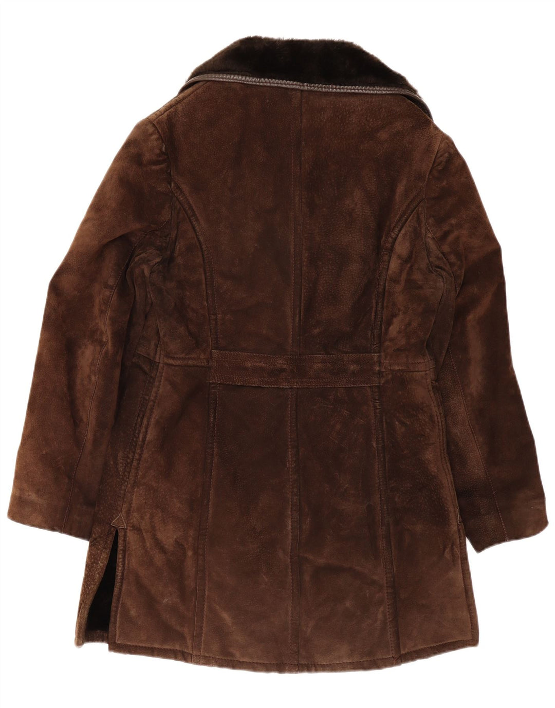 Casaco masculino vintage sherpa com peito duplo Reino Unido 10 pequeno marrom