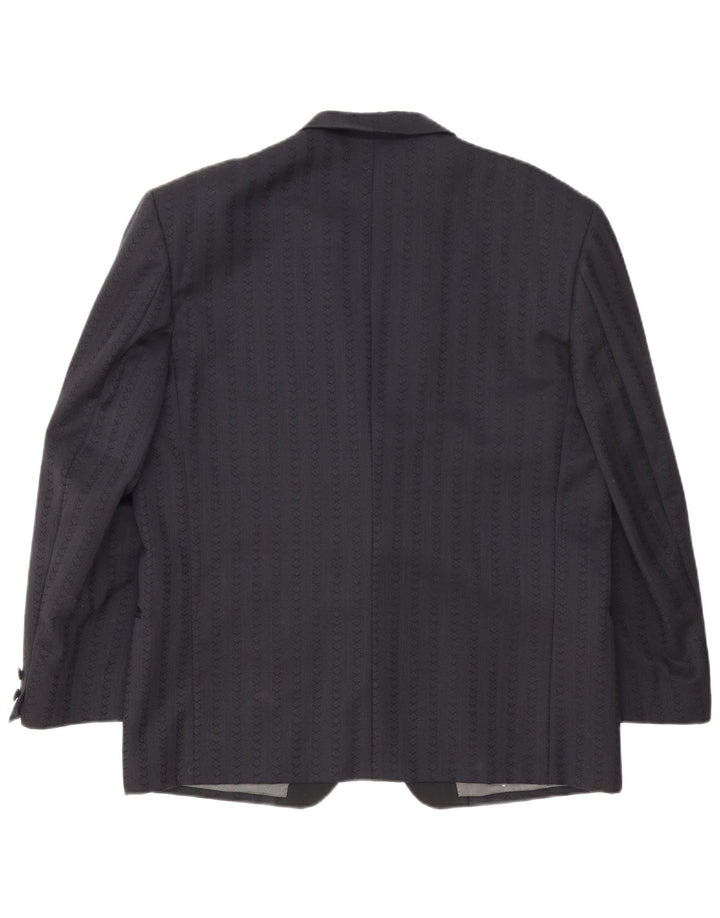 Jaqueta blazer masculina vintage com 1 botão IT 54 2XL lã virgem listrada azul marinho