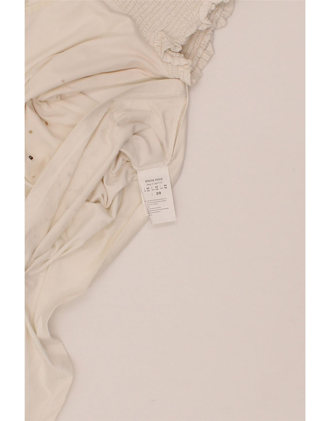 ELENA MIRO Womens T-Shirt Top UK 14 Large  White Cotton Vintage ELENA MIRO and Second-Hand ELENA MIRO from Messina Hembry 