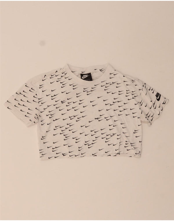 Camiseta feminina Nike Crop Graphic Top UK 6 XS algodão branco