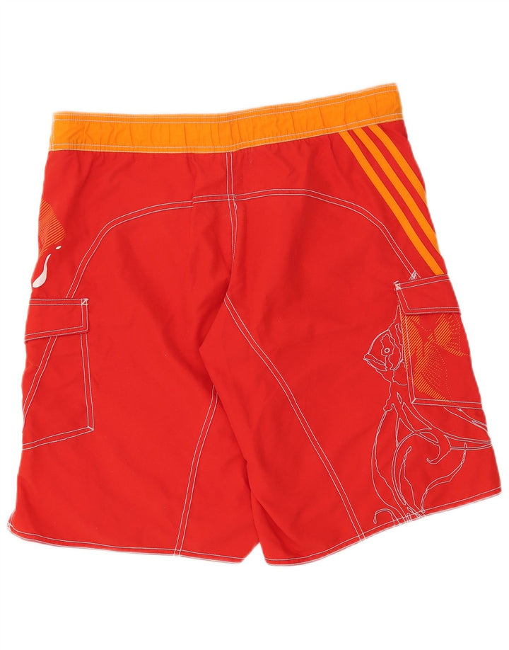Shorts de natação masculinos Adidas Graphic médio vermelho colorblock poliéster