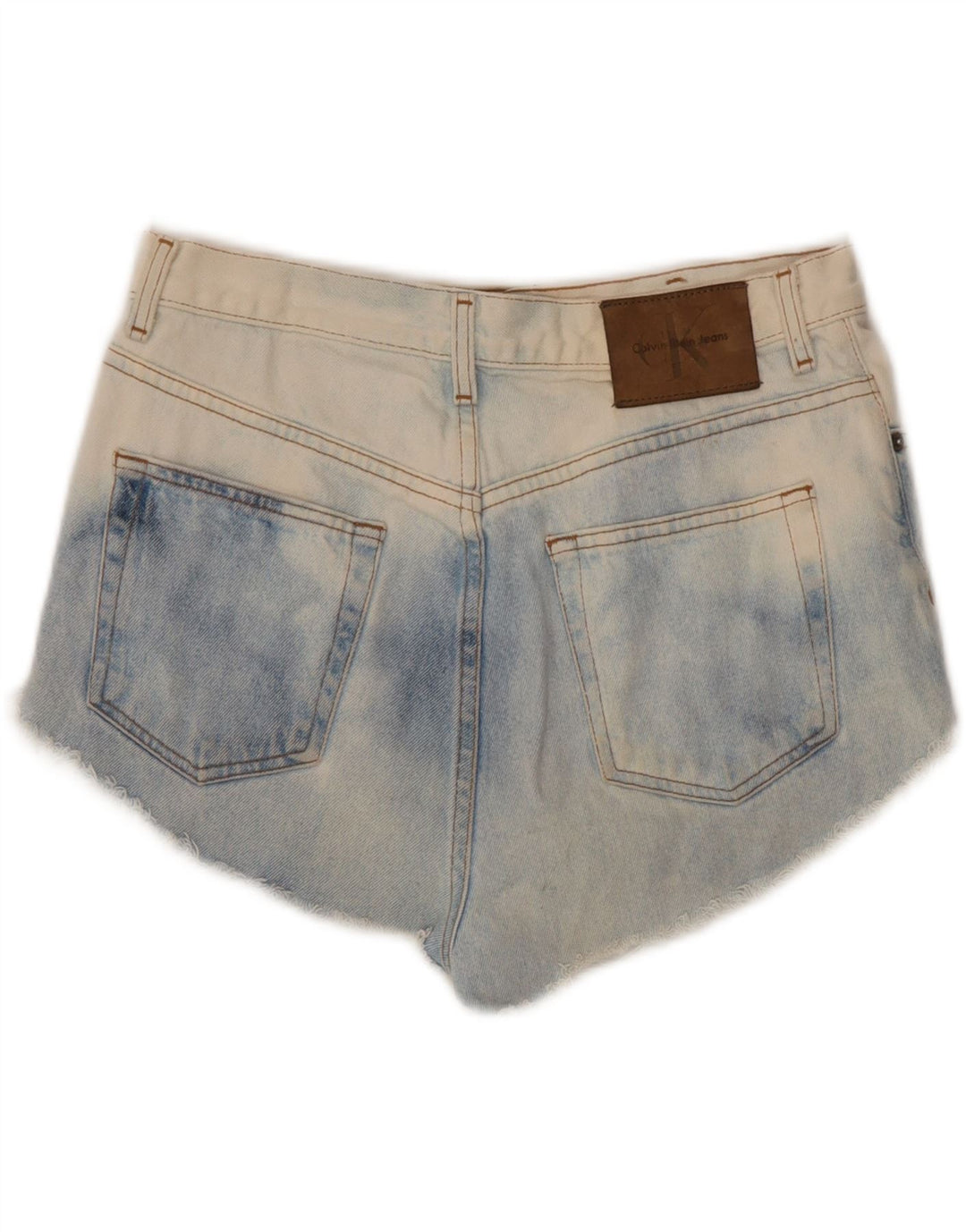 Shorts jeans feminino CALVIN KLEIN US 10 grande W32 azul tie dye algodão
