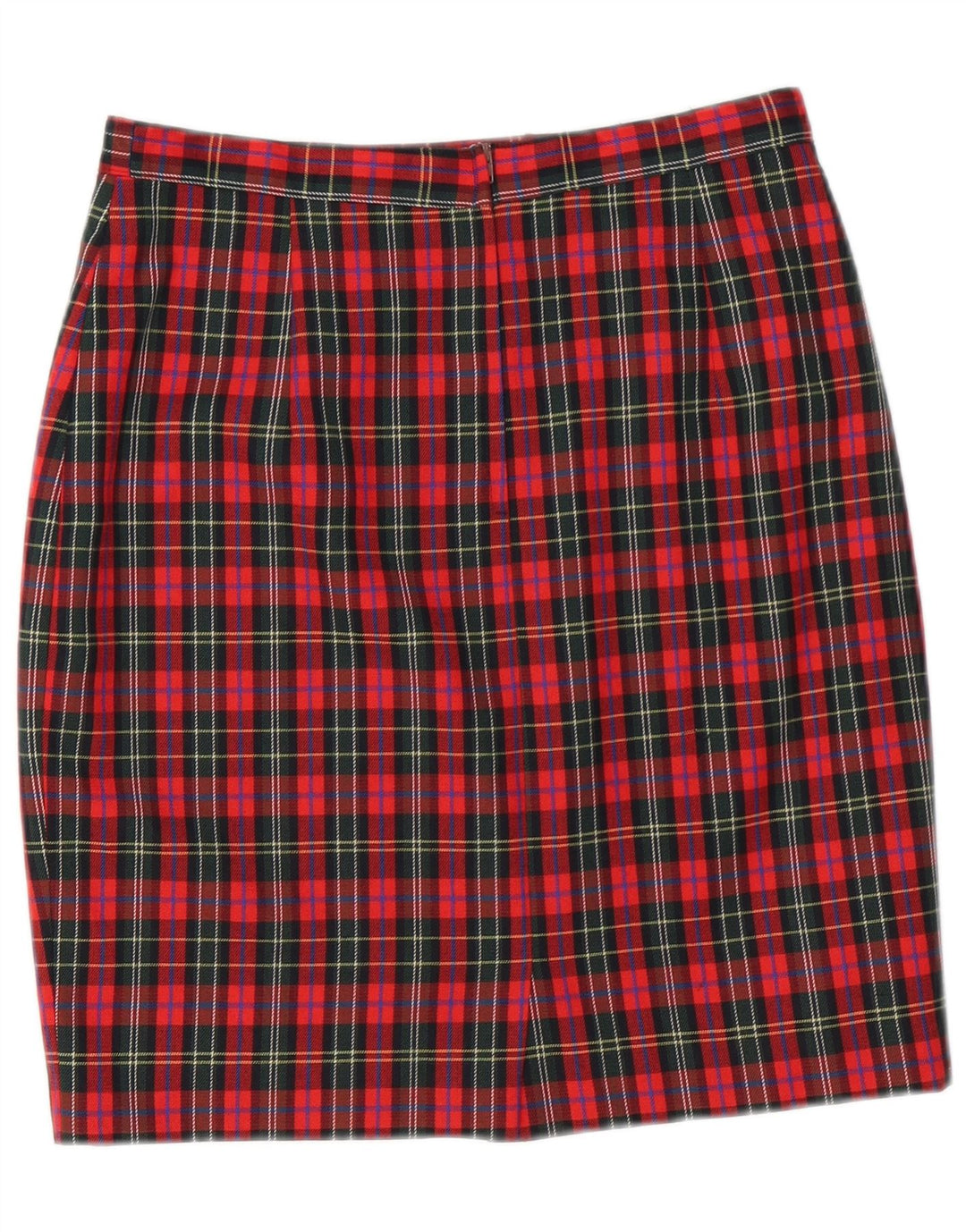 Saia lápis feminina vintage IT 44 médio W28 lã virgem xadrez vermelha