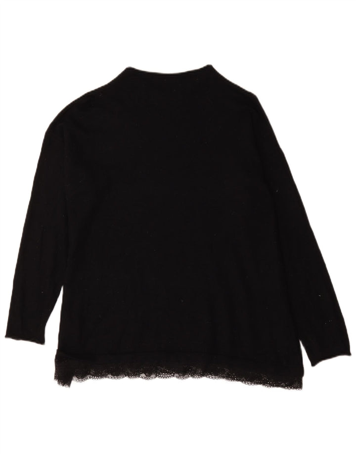 Suéter feminino Marks & Spencer com gola tartaruga Reino Unido 14 grande preto