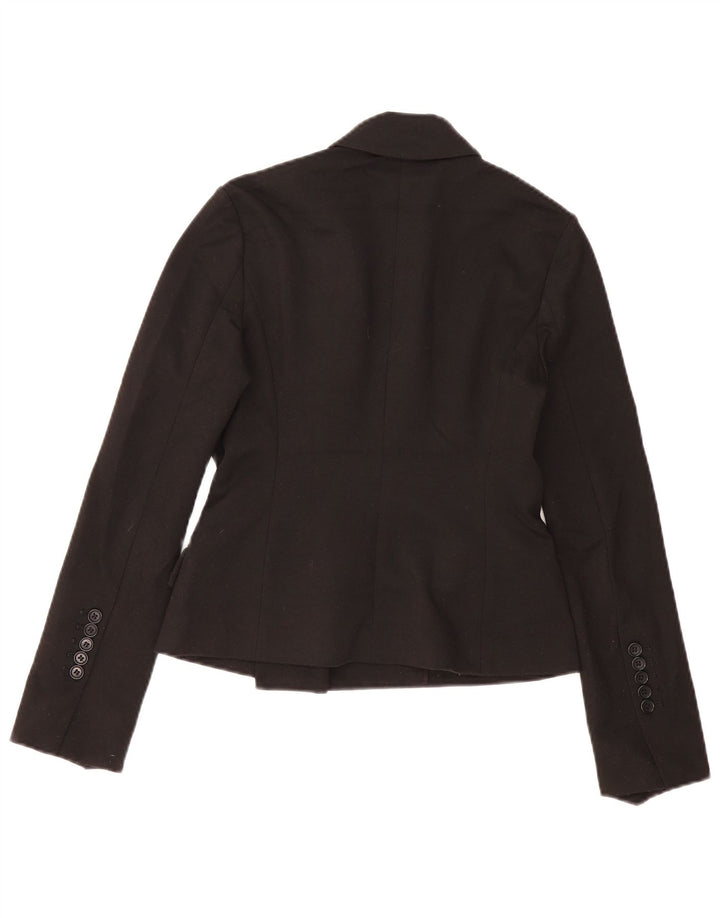 Jaqueta blazer feminina BCBGMAXAZRIA com peito duplo UK 6 XS preto poliéster