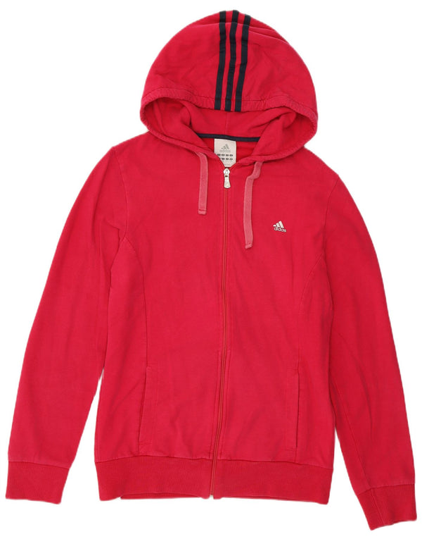 Suéter adidas feminino com capuz e zíper UK 14 médio algodão rosa