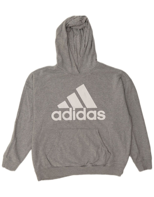 Adidas feminino gráfico oversized moletom com capuz Reino Unido 12/14 cinza médio manchado
