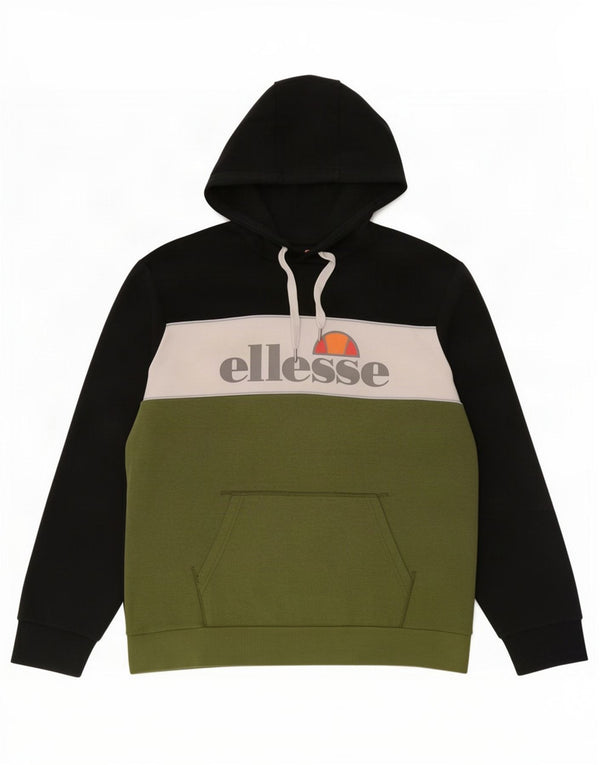 Ellesse moletom com capuz gráfico masculino grande algodão colorido preto
