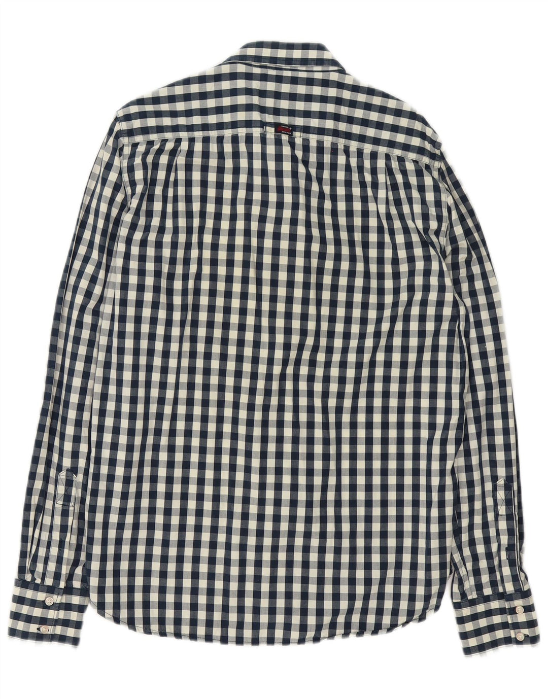 Camisa masculina Superdry grande algodão guingão azul marinho