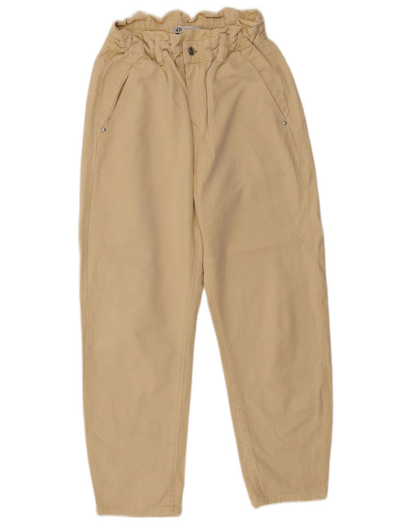 Calça jeans feminina Zara com ajuste solto e cintura alta EU 36 XS W26 L25 algodão bege