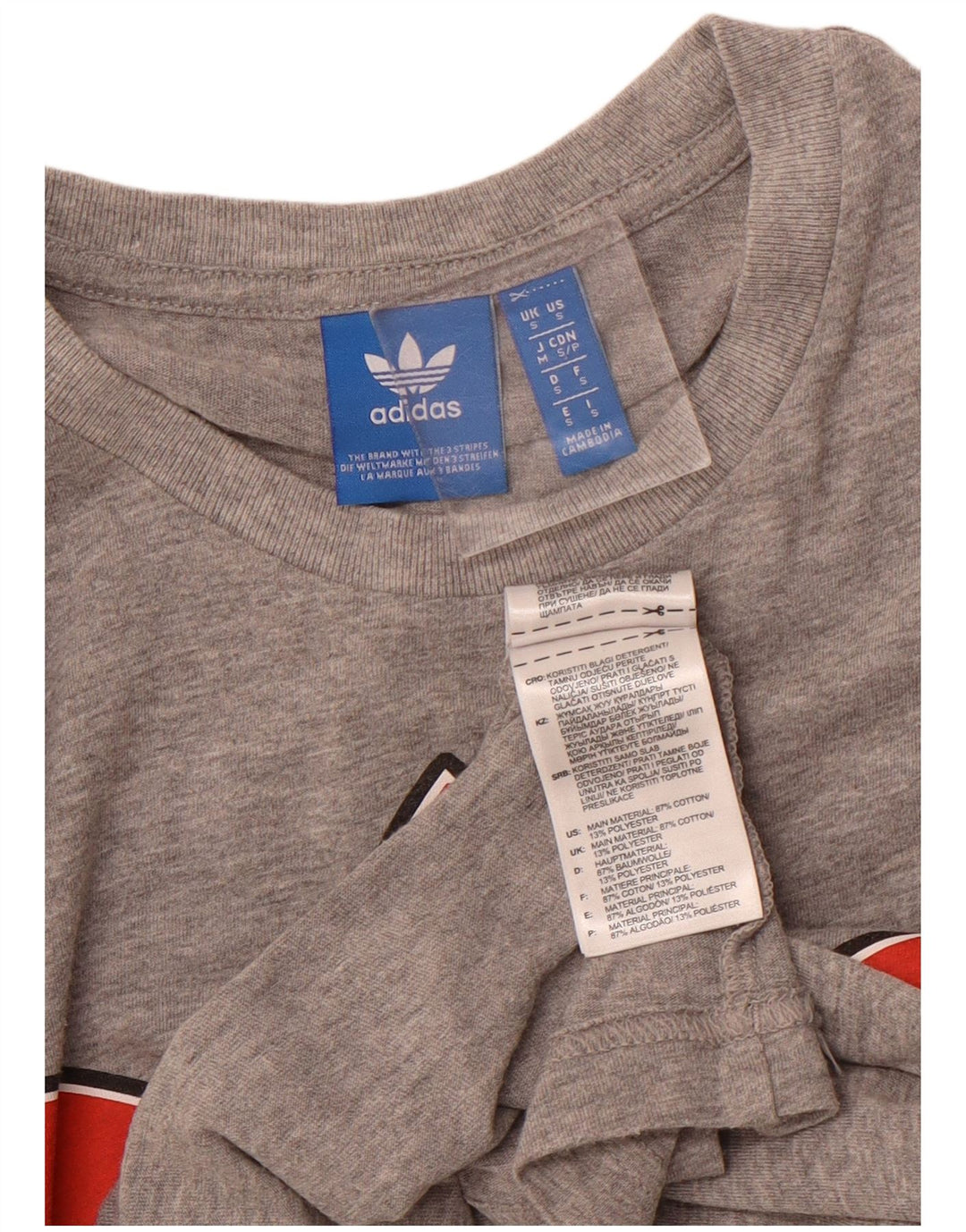 Camiseta feminina ADIDAS com estampa gráfica UK 10 Small Grey Flecked Cotton