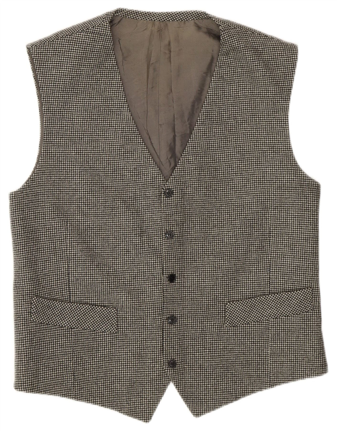 Colete masculino vintage pequeno cinza houndstooth