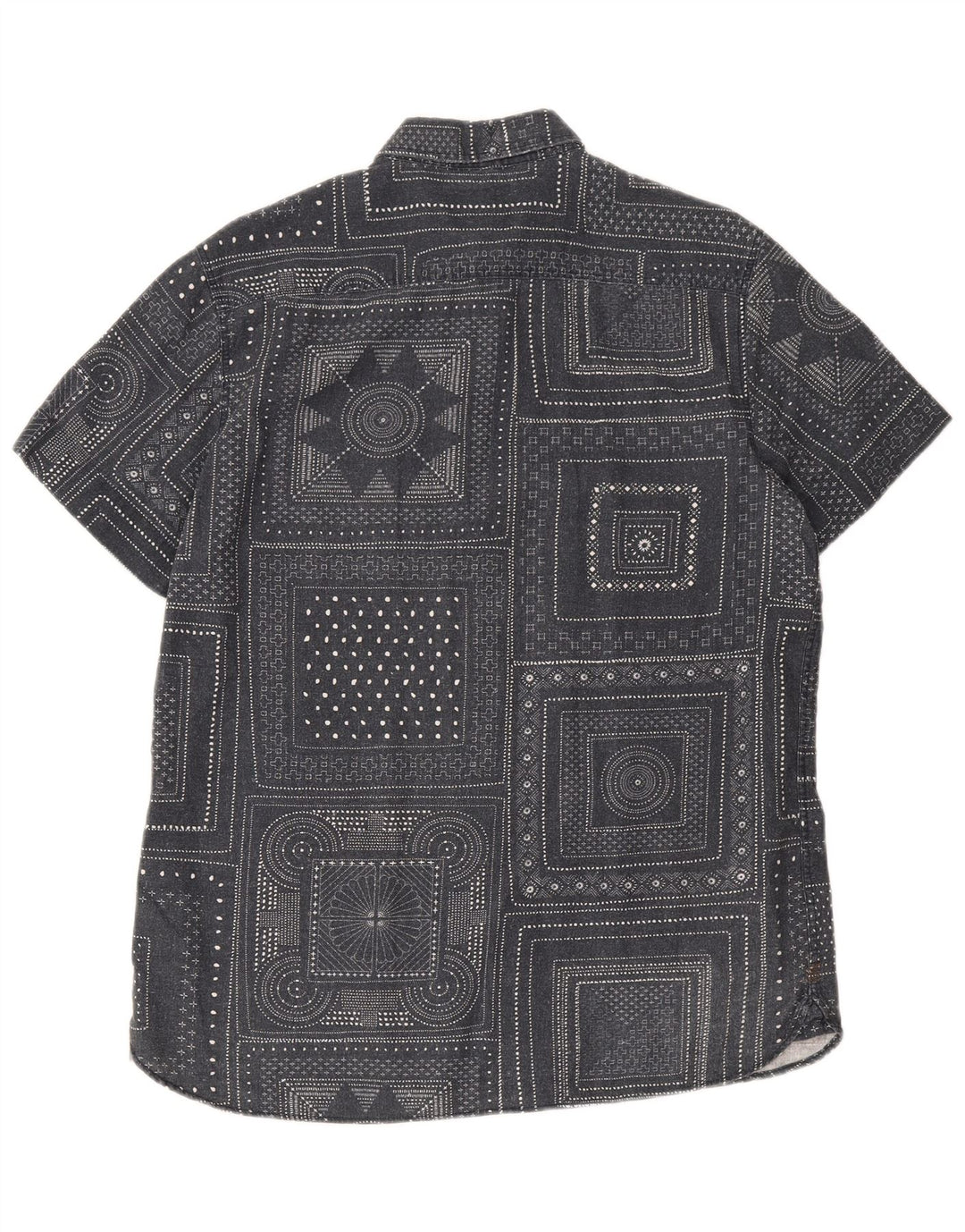 Camisa masculina de manga curta John Lewis algodão geométrico cinza médio