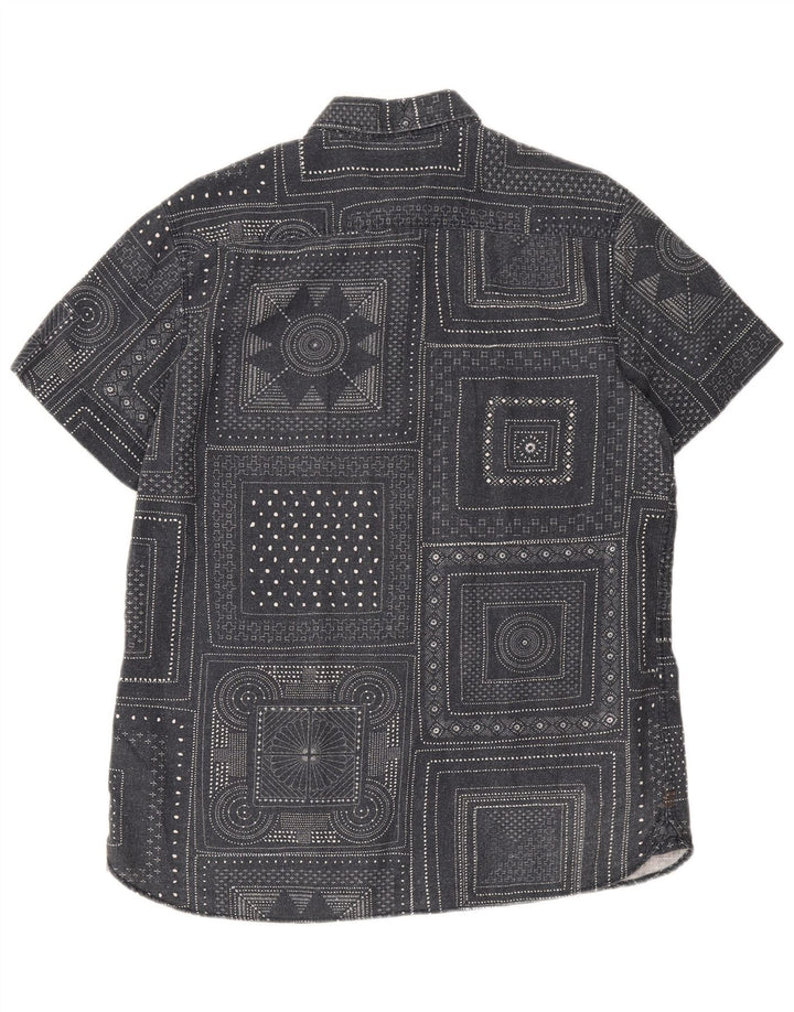 Camisa masculina de manga curta John Lewis algodão geométrico cinza médio