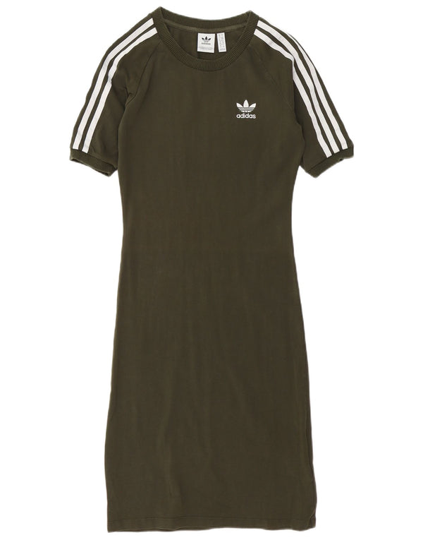 Adidas Camiseta Feminina Vestido UK 10 Pequeno Algodão Verde