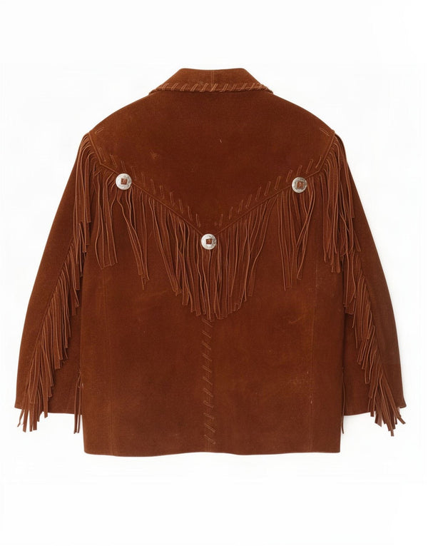 Jaqueta masculina vintage de camurça manga 3/4 Reino Unido 38 marrom médio ocidental