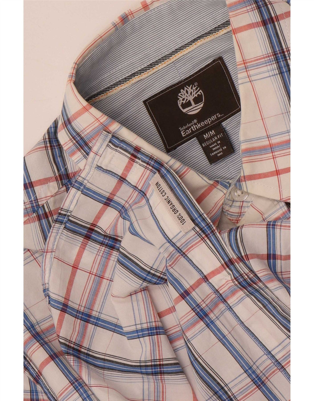Camisa masculina Timberland Regular Fit médio branco xadrez algodão