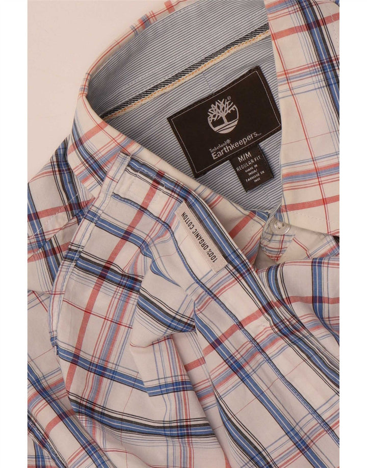 Camisa masculina Timberland Regular Fit médio branco xadrez algodão