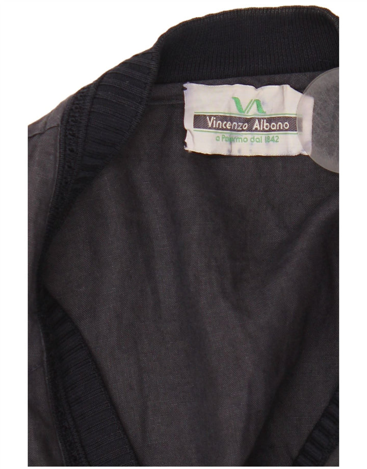 Jaqueta bomber masculina vintage UK 40 grande linho listrado azul marinho