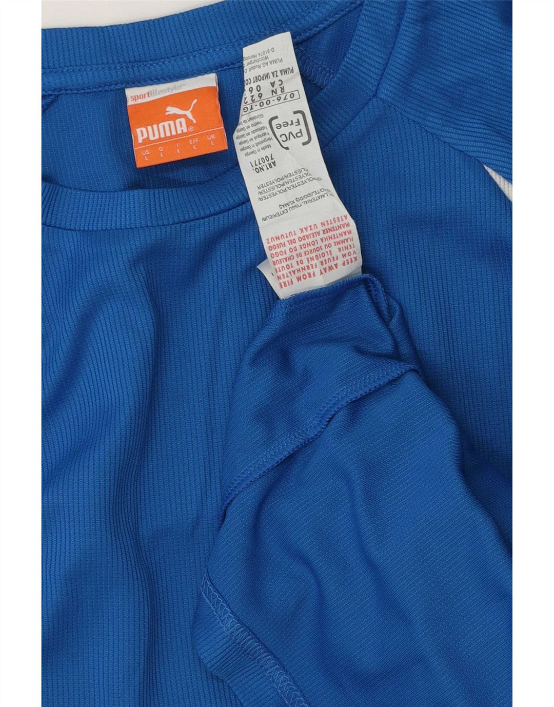 Puma Mens Top Manga Longa Grande Listrado Azul Poliéster