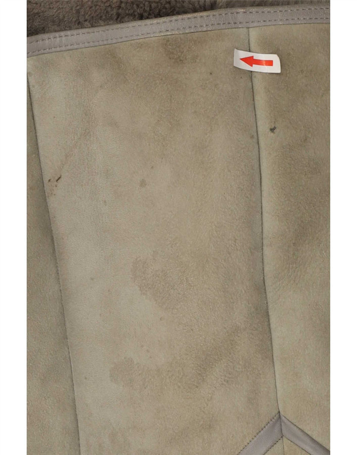 Casaco feminino vintage de shearling EU 40 pele de cordeiro cinza médio