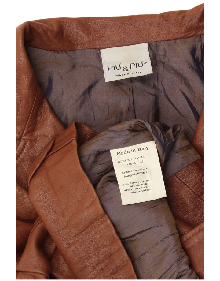 PIU & PIU Womens Leather 2 Button Blazer Jacket IT 46 Large Brown Leather