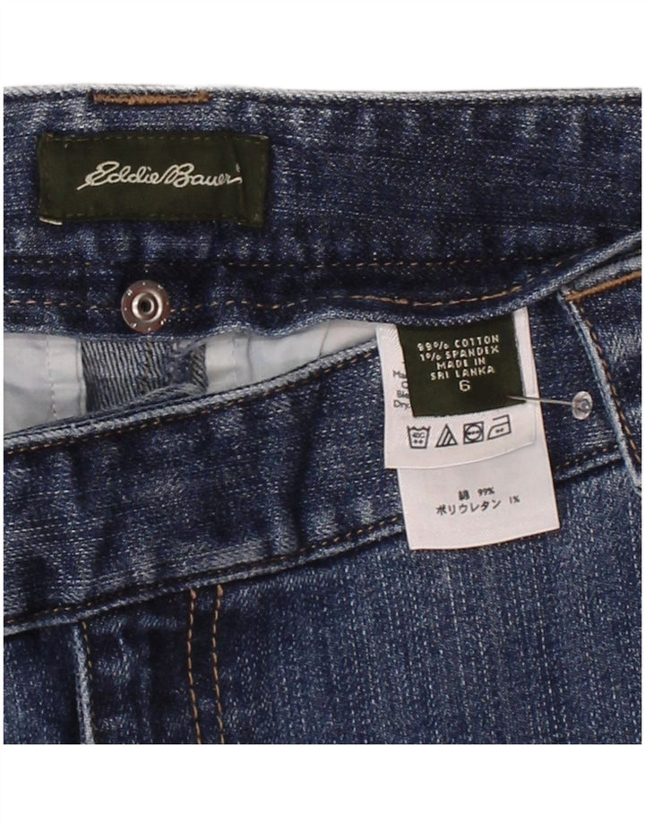 Calça capri feminina EDDIE BAUER EUA 6 médio W30 L19 algodão azul