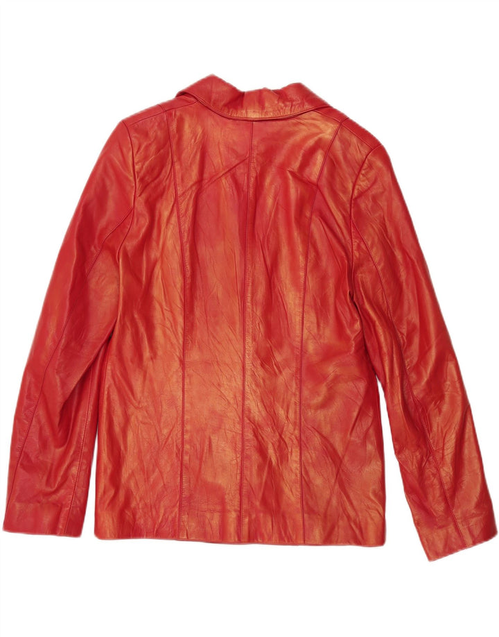 Jaqueta Blazer Feminina Vintage de Couro com 3 Botões EU 40 Couro Vermelho Médio