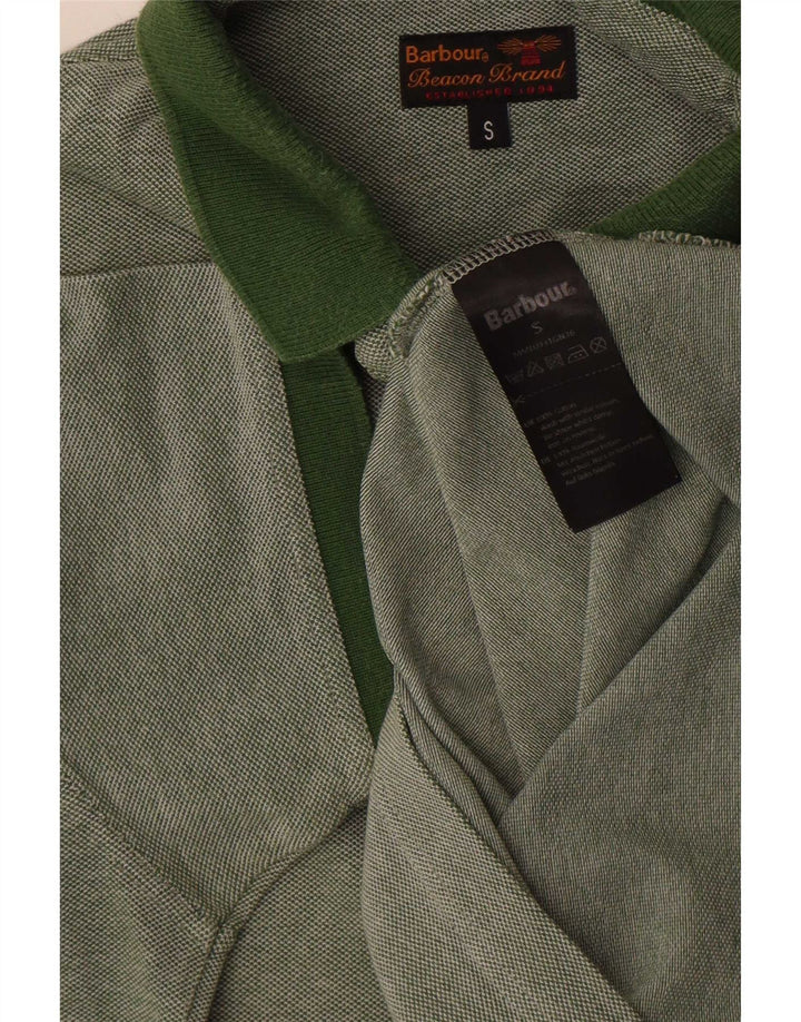 Camisa polo masculina Barbour pequena de algodão verde