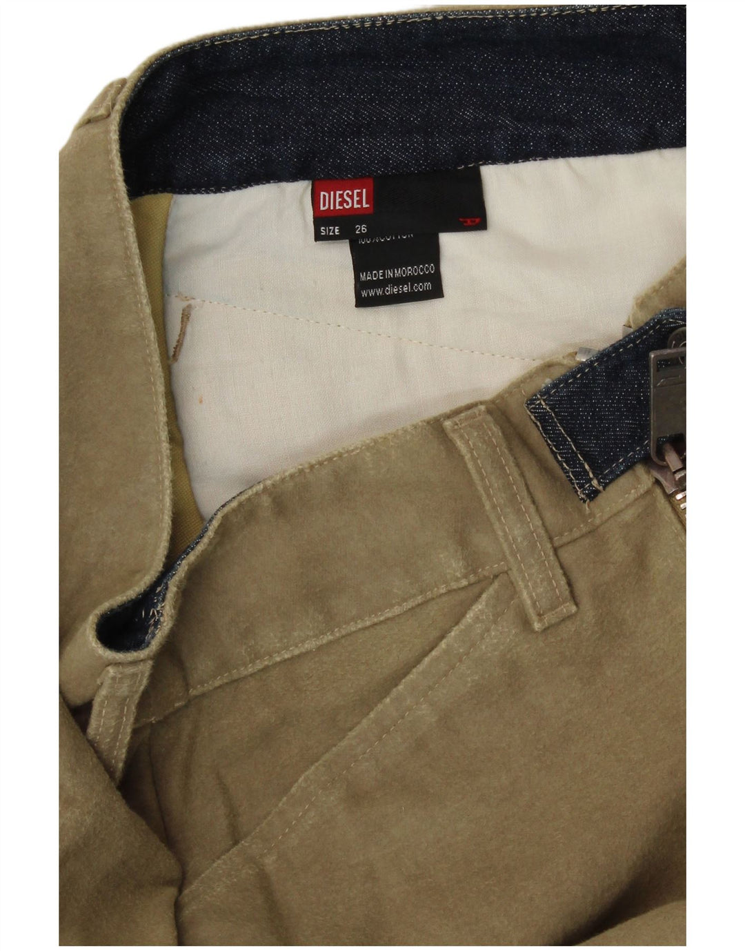 Saia lápis feminina Diesel W26 pequena algodão cáqui