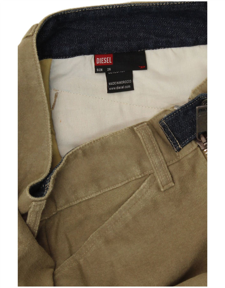 Saia lápis feminina Diesel W26 pequena algodão cáqui