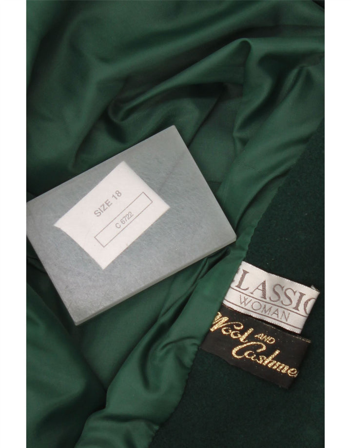 Jaqueta blazer feminina vintage com peito duplo Reino Unido 18 XL lã verde