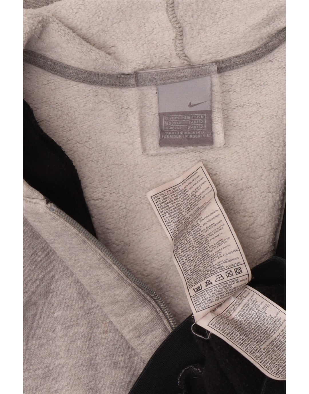 Suéter Nike masculino com capuz e zíper gráfico UK 39/41 médio preto colorblock