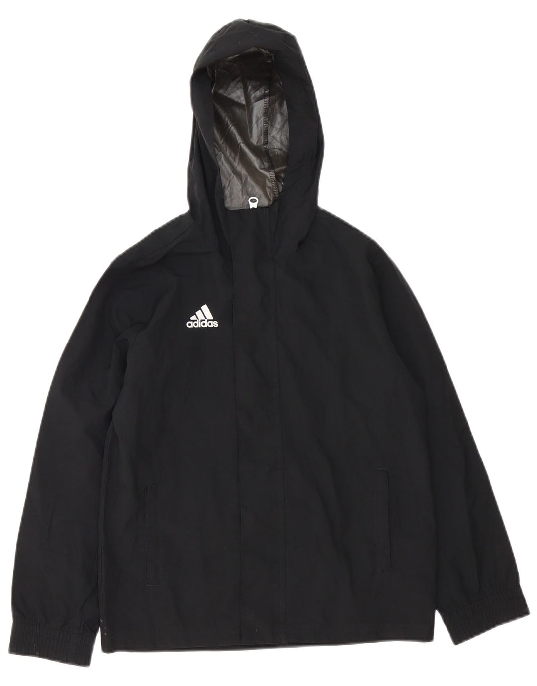 Jaqueta de chuva com capuz para meninos ADIDAS 9-10 anos preto poliéster