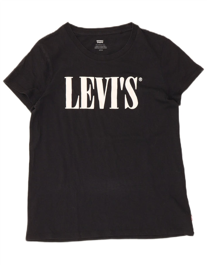 Camiseta feminina gráfica Levi's UK 10 pequena preta