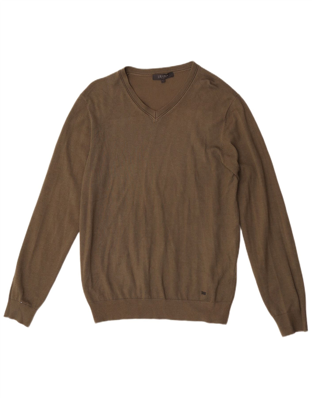 Liu Jo Suéter masculino com decote em V grande viscose cáqui