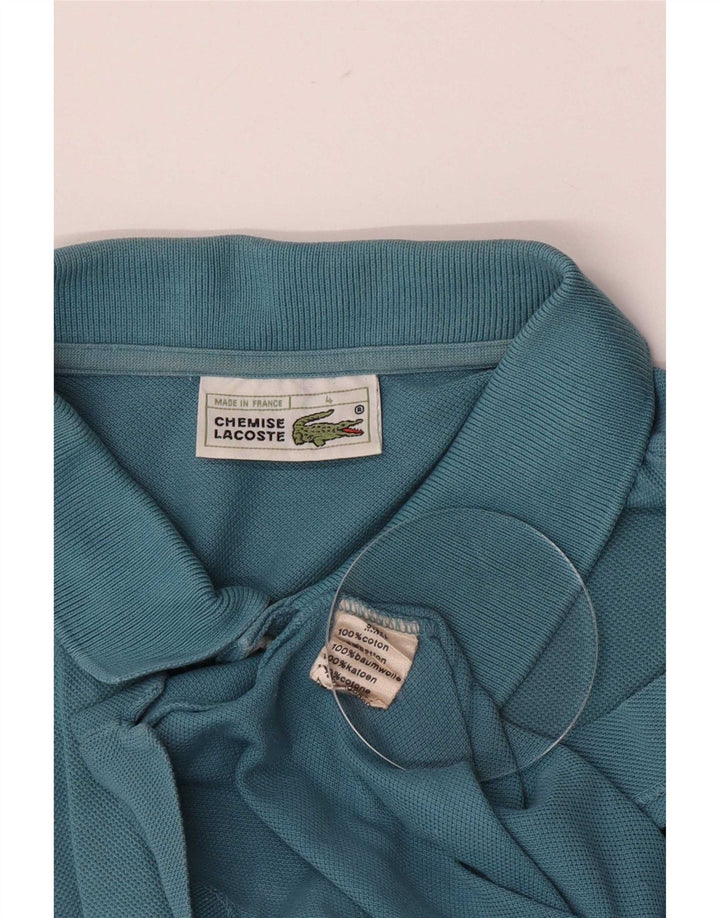Camisa polo masculina Lacoste tamanho 4 algodão azul médio