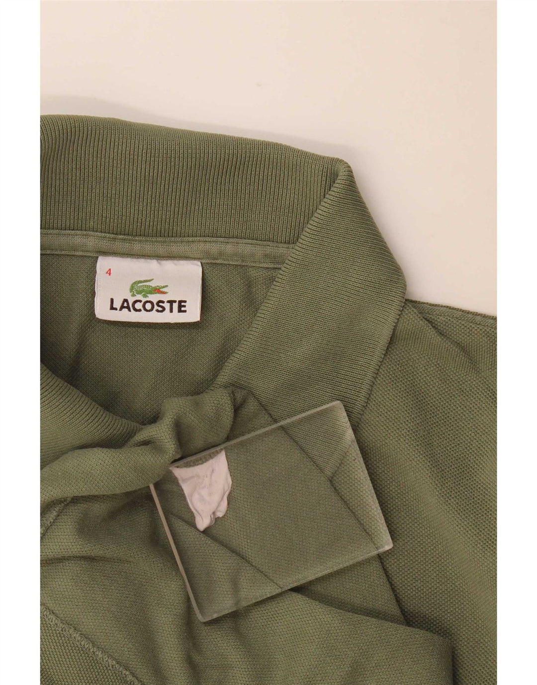 Camisa polo masculina Lacoste tamanho 4 médio algodão cáqui