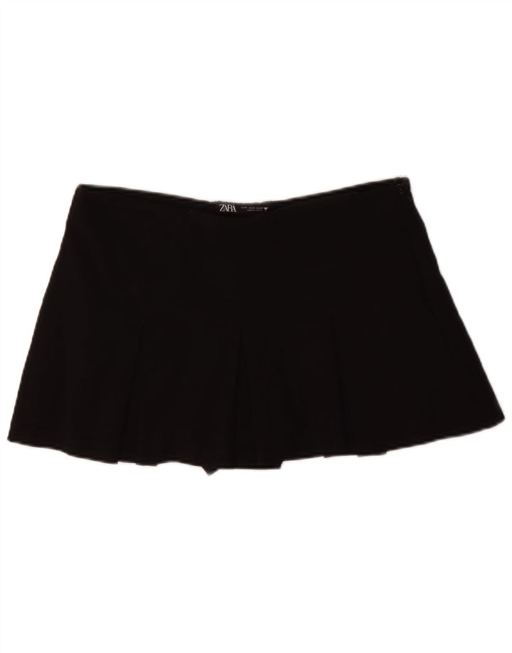 Zara Mini saia plissada feminina média W28 preta