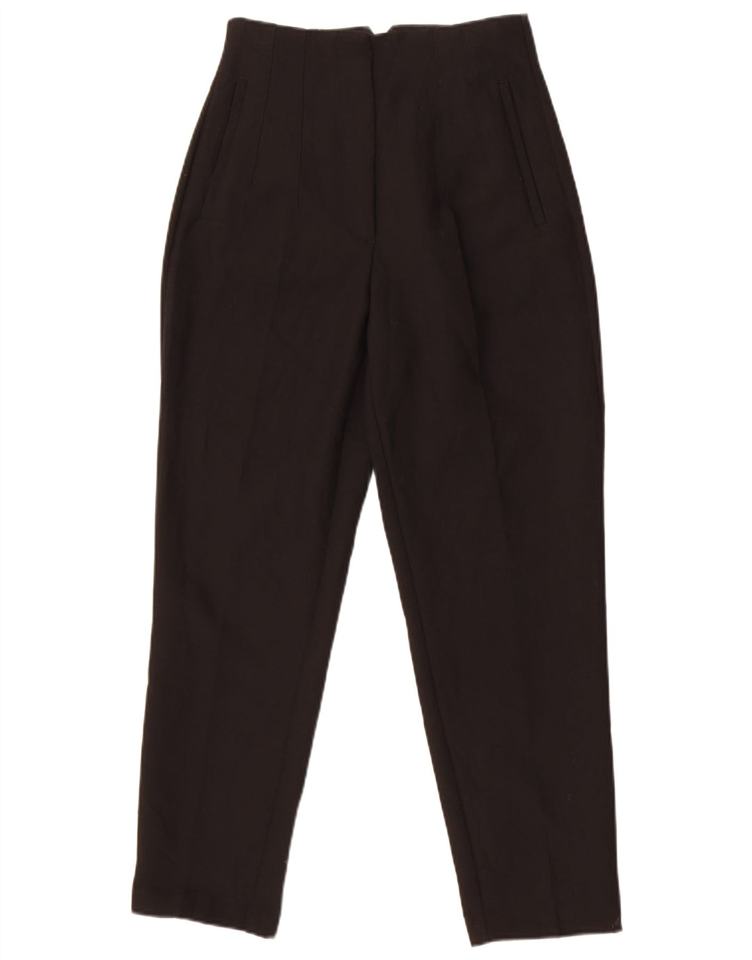 Zara Calça feminina cintura alta slim terno pequena W26 L26 poliéster preto