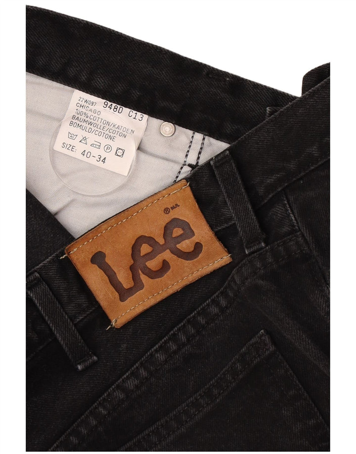 Lee Mens Chicago Straight Jeans W40 L34 Algodão Preto