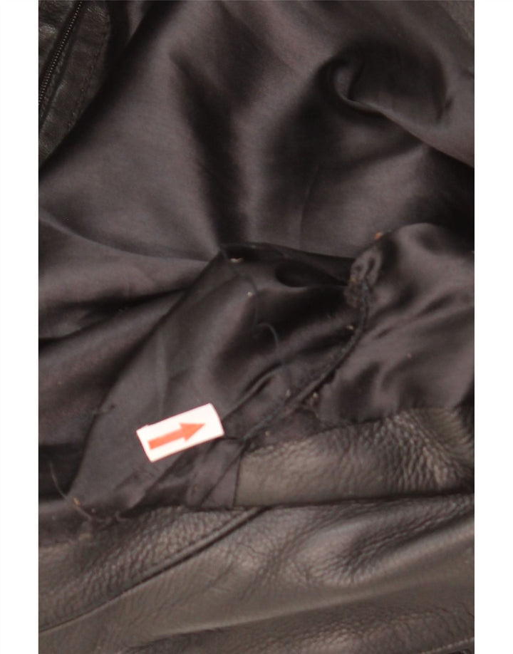 Jaqueta de couro vintage masculina para motociclista Reino Unido 38 couro preto médio