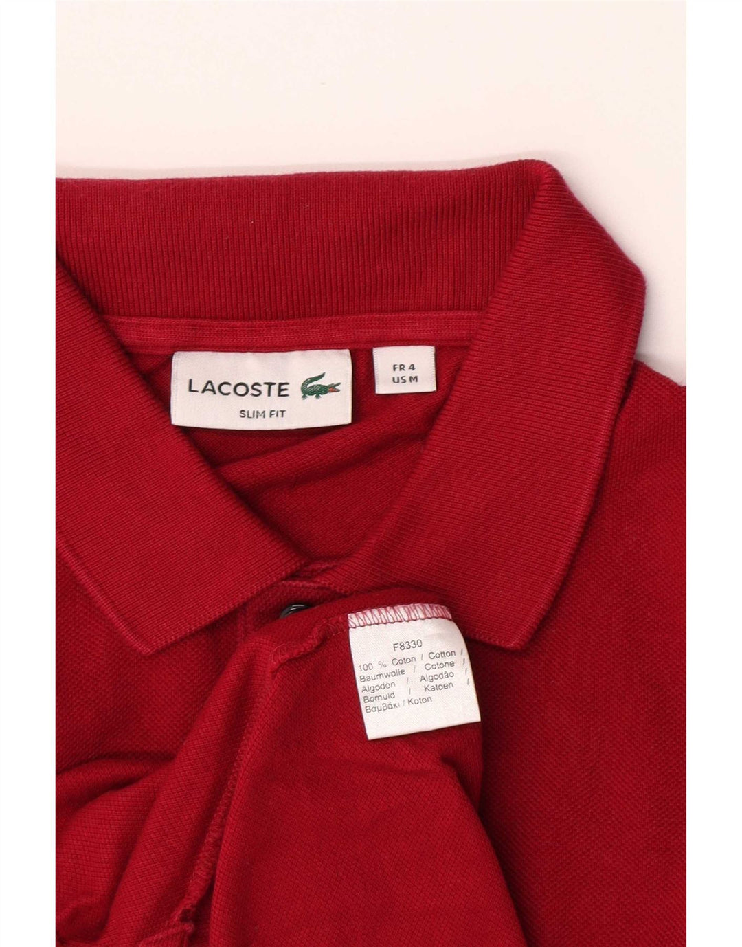 Camisa polo masculina Lacoste Slim Fit tamanho 4 médio algodão vermelho