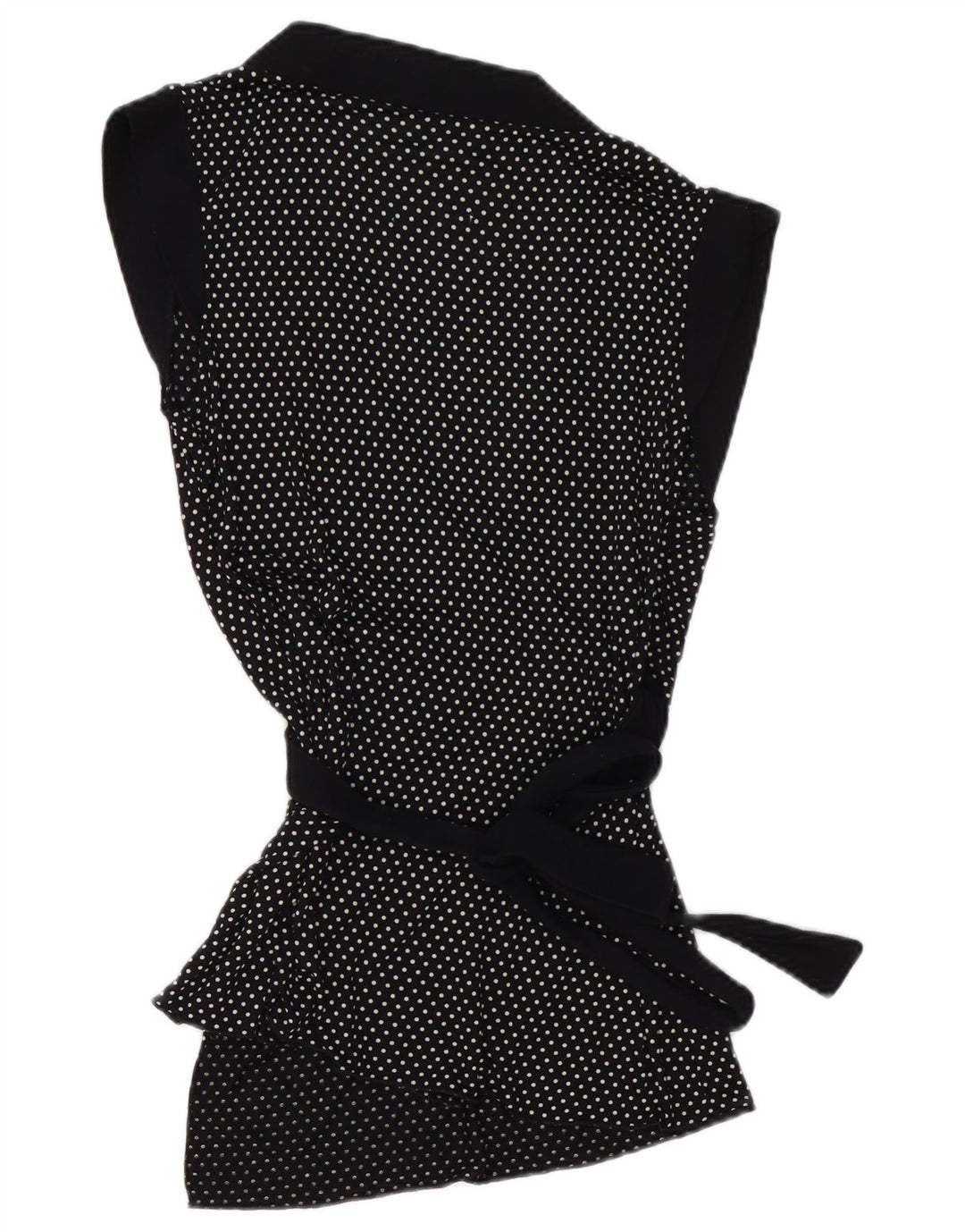 Cardigã feminino sem mangas KOOKAI, tamanho US 3, bolinhas pretas pequenas